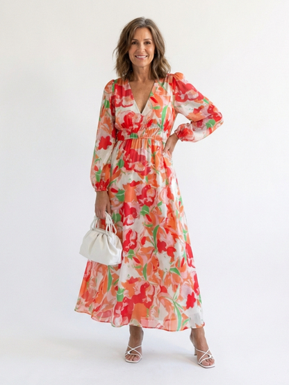 Althea - Long Sleeve Floral Maxi Dress
