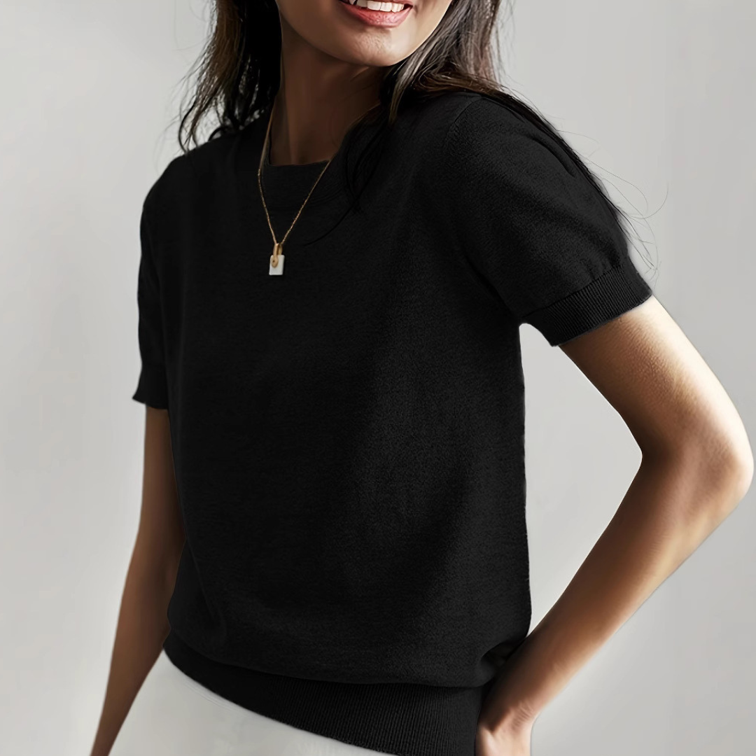 Viane - Casual Short Sleeve Crew Neck Top