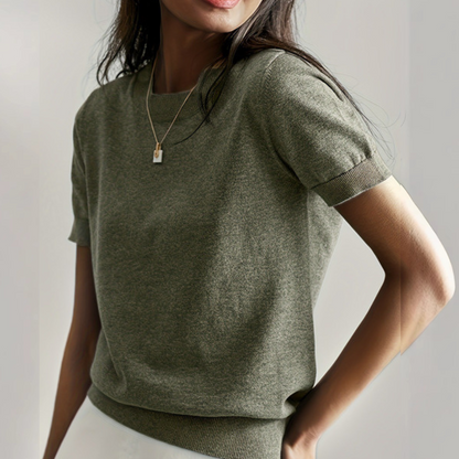 Viane - Casual Short Sleeve Crew Neck Top