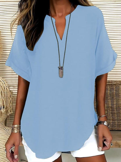 GENNEVA™ – Casual Plain Short Sleeve Blouse