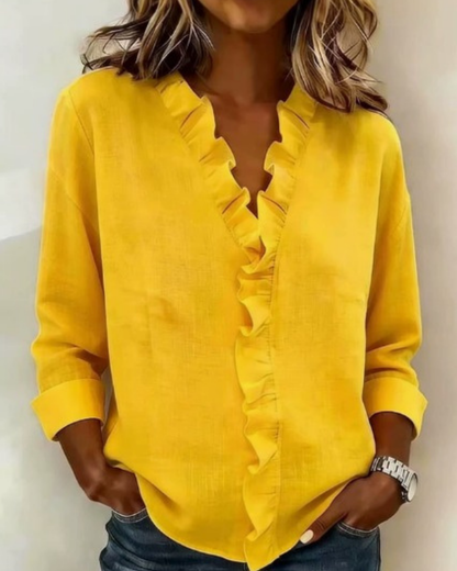 Delilah - Ruffled V-Neck Blouse